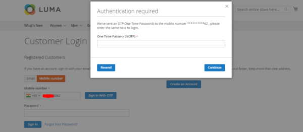 Mobile OTP Login Auth Sign in